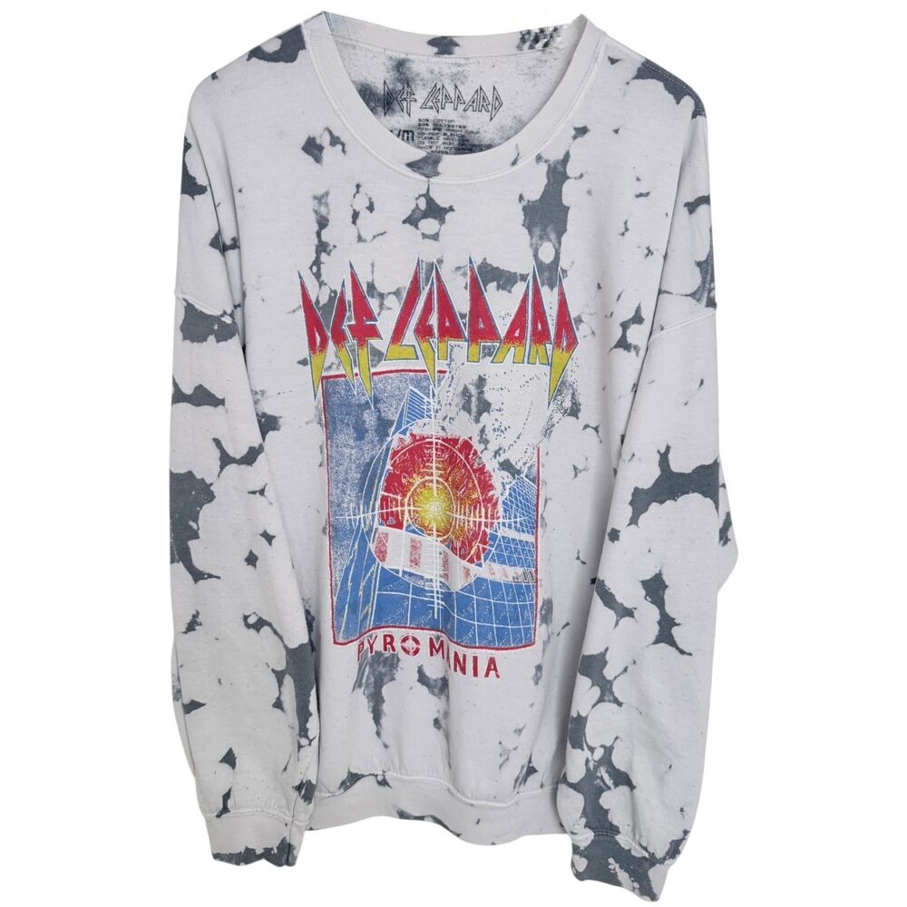 Def Leppard Light Gray Def Leppard Pyromania Sweatshirt Cotton Women's S/M